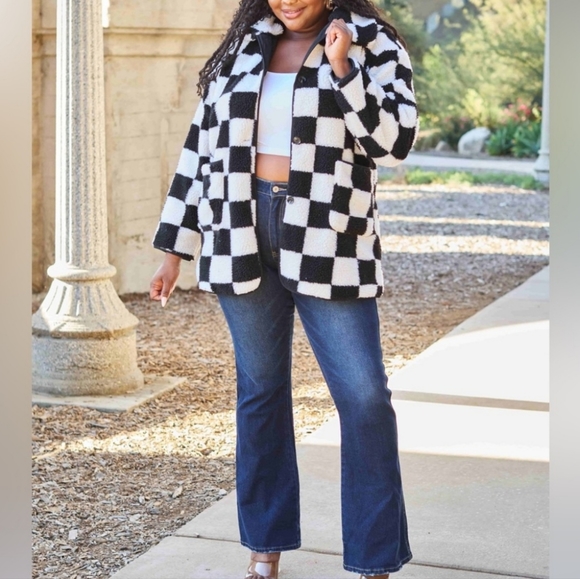 LAST ONE 💥Checkered Teddy Jacket Coat Plus Size 3X 💥Make and Offer - Picture 7 of 8